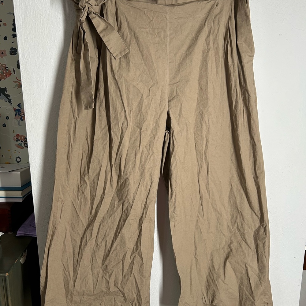 JCrew sz 16 Cropped Wide-Leg Pants with Tie Waist